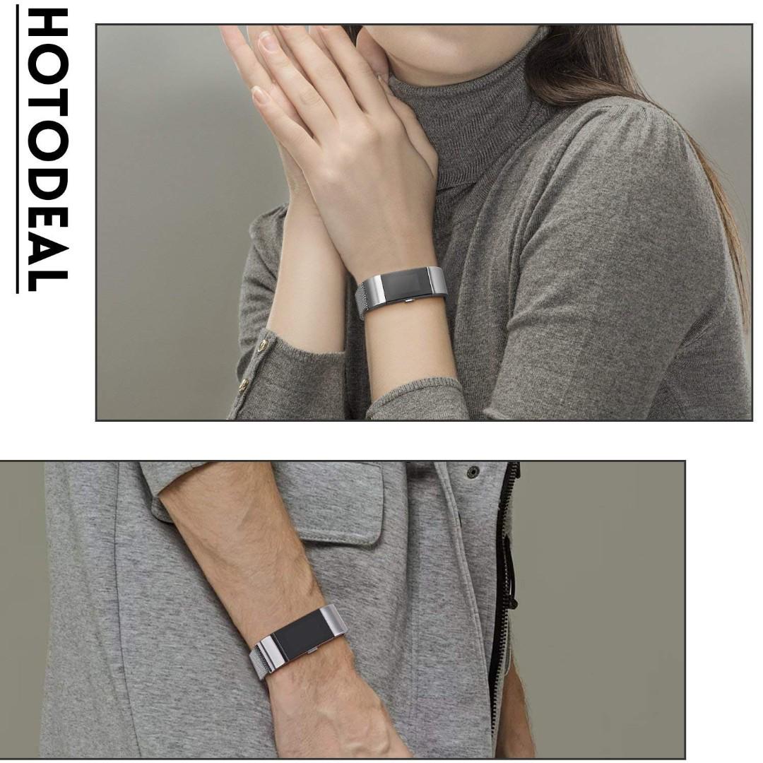 1332. Hotodeal Band Compatible Fitbit Charge 2 Bands Band Milanese Loop Stainless Steel Magnet Metal Replacement Bracelet Strap Wristbands Accessories Women Men Small Large Mobile Phones Gadgets Weara...
