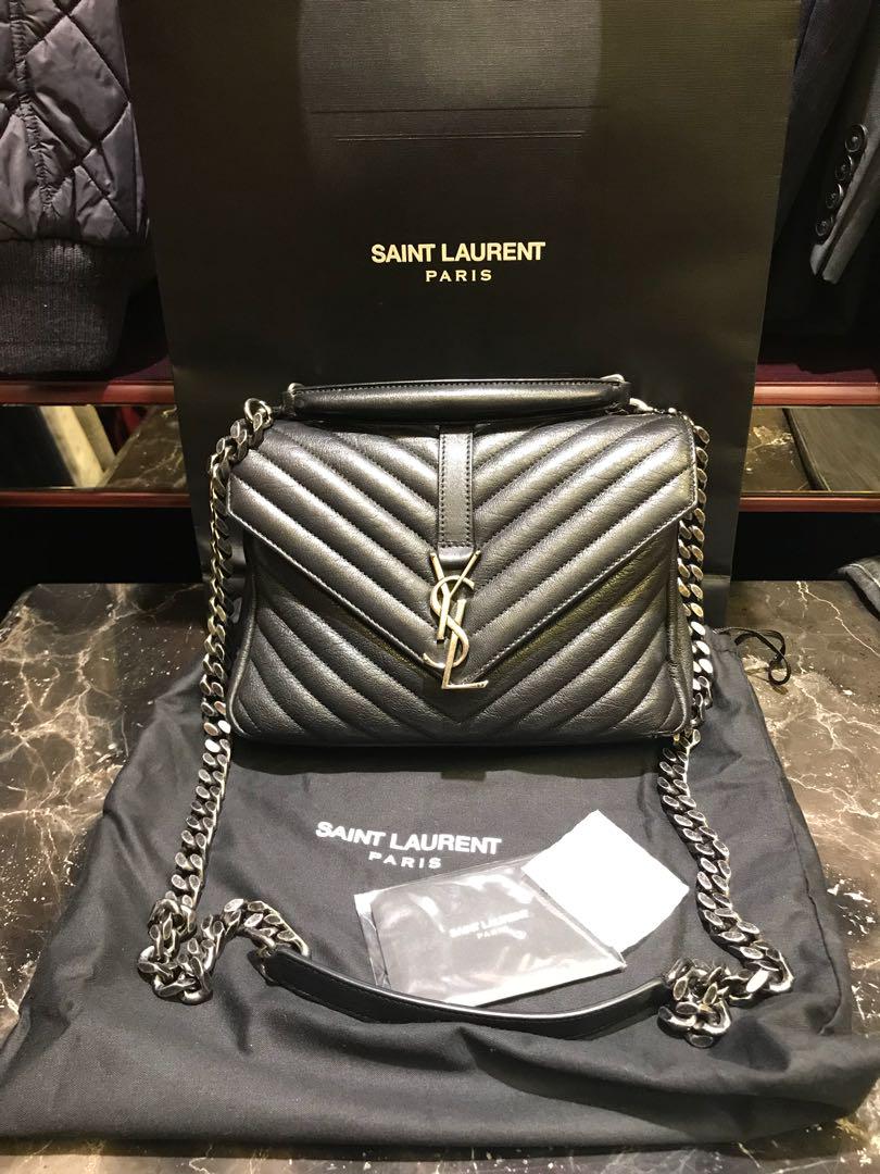 專櫃正品saint Laurent Monogram College Bag Ysl經典款學院包 名牌精品 精品包包在旋轉拍賣