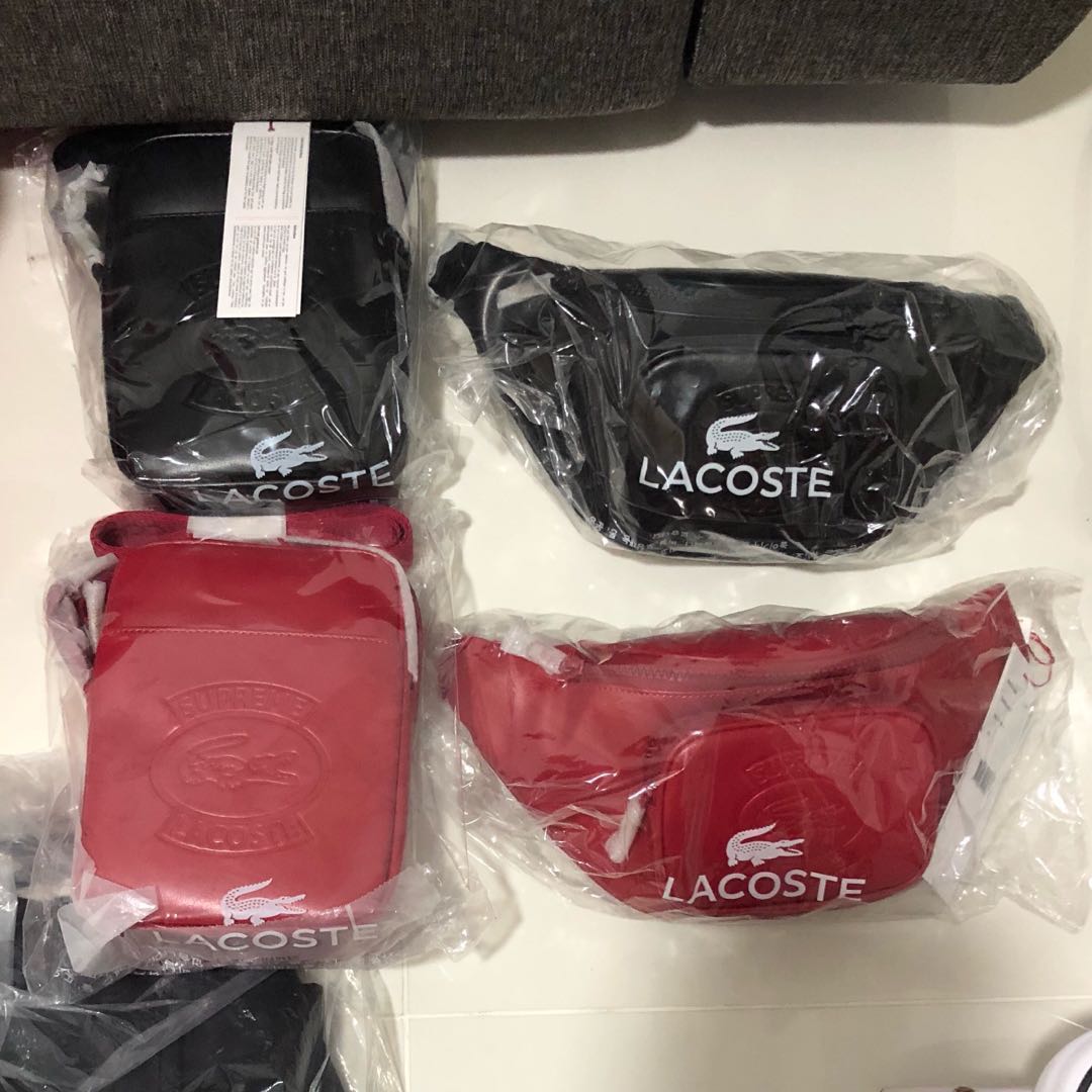 supreme lacoste shoulder bag red