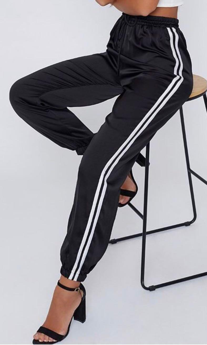 high waisted black tracksuit bottoms