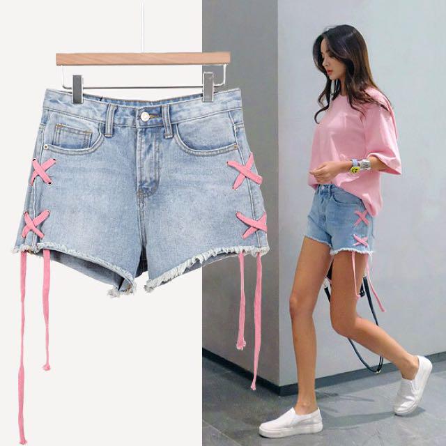 jeans with ribbon on side