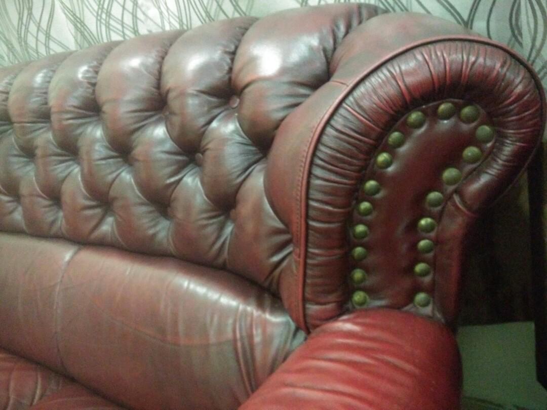English style leather sofa Sofa kulit murah, Furniture & Home Living