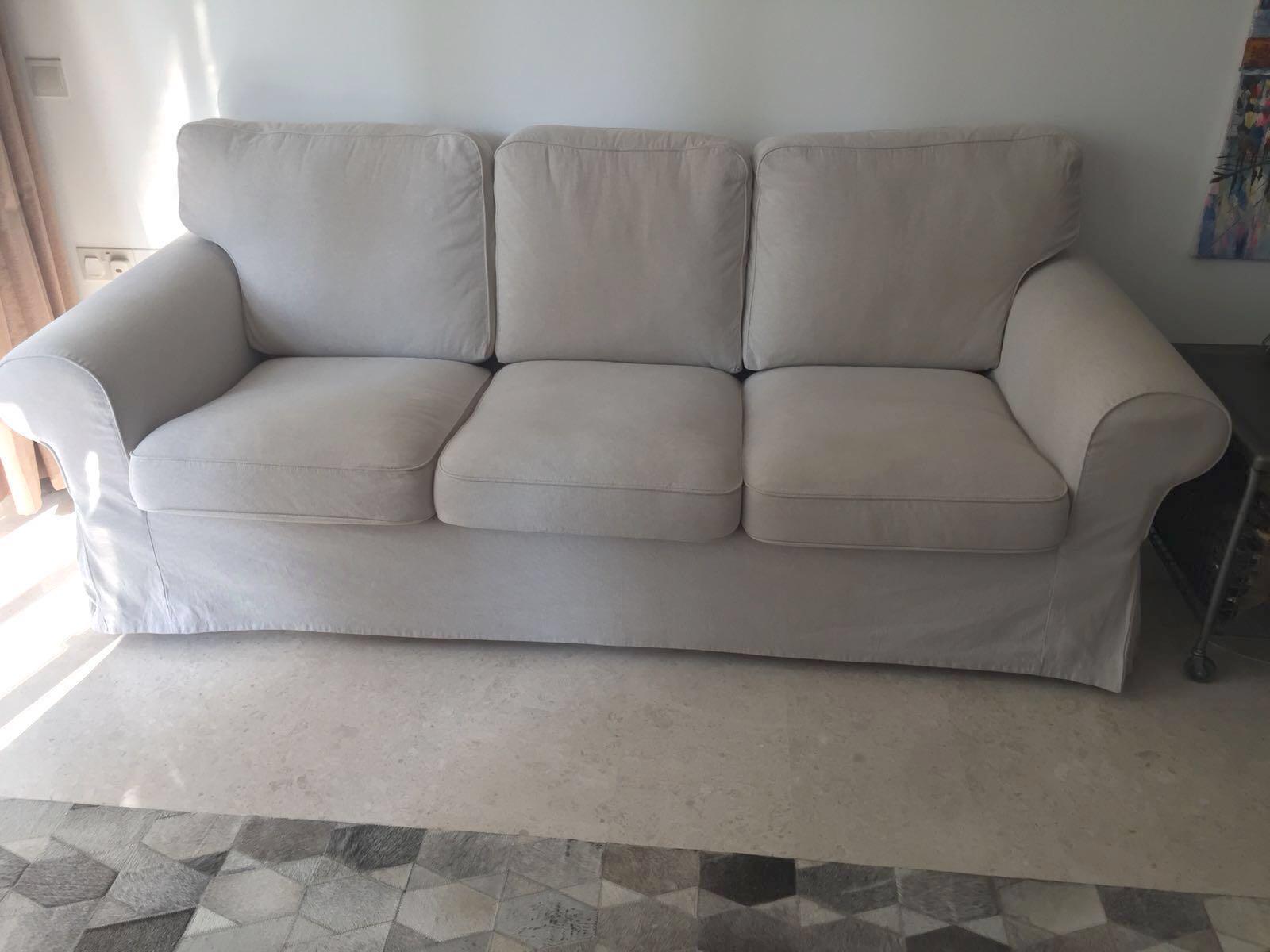 Ikea Ektorp 3 Seater Beige Sofa 6 months old, Furniture & Home Living,  Furniture, Sofas on Carousell