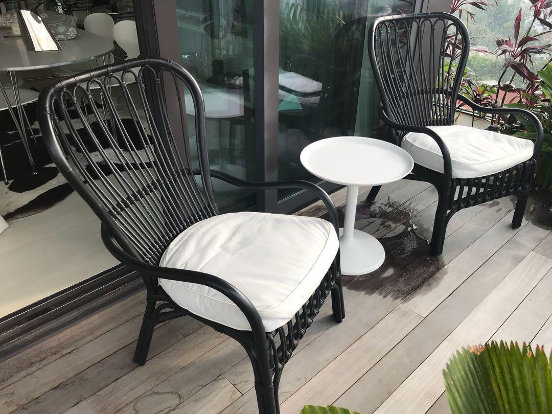 Ikea Storsele high back armchairs black rattan, Furniture & Home Living