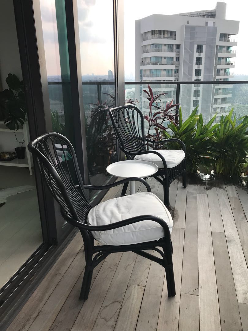 Ikea Storsele high back armchairs black rattan