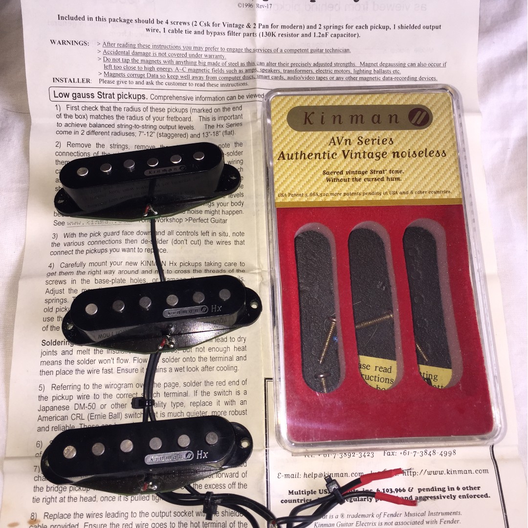 Kinman Blues Strat Pickups AVn Noiseless Stratocaster Pickup Set