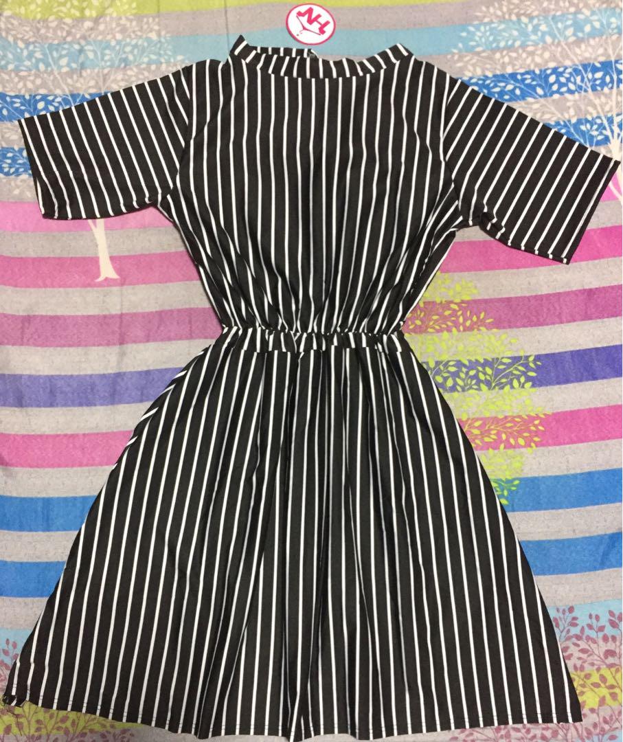 black dress with white lines