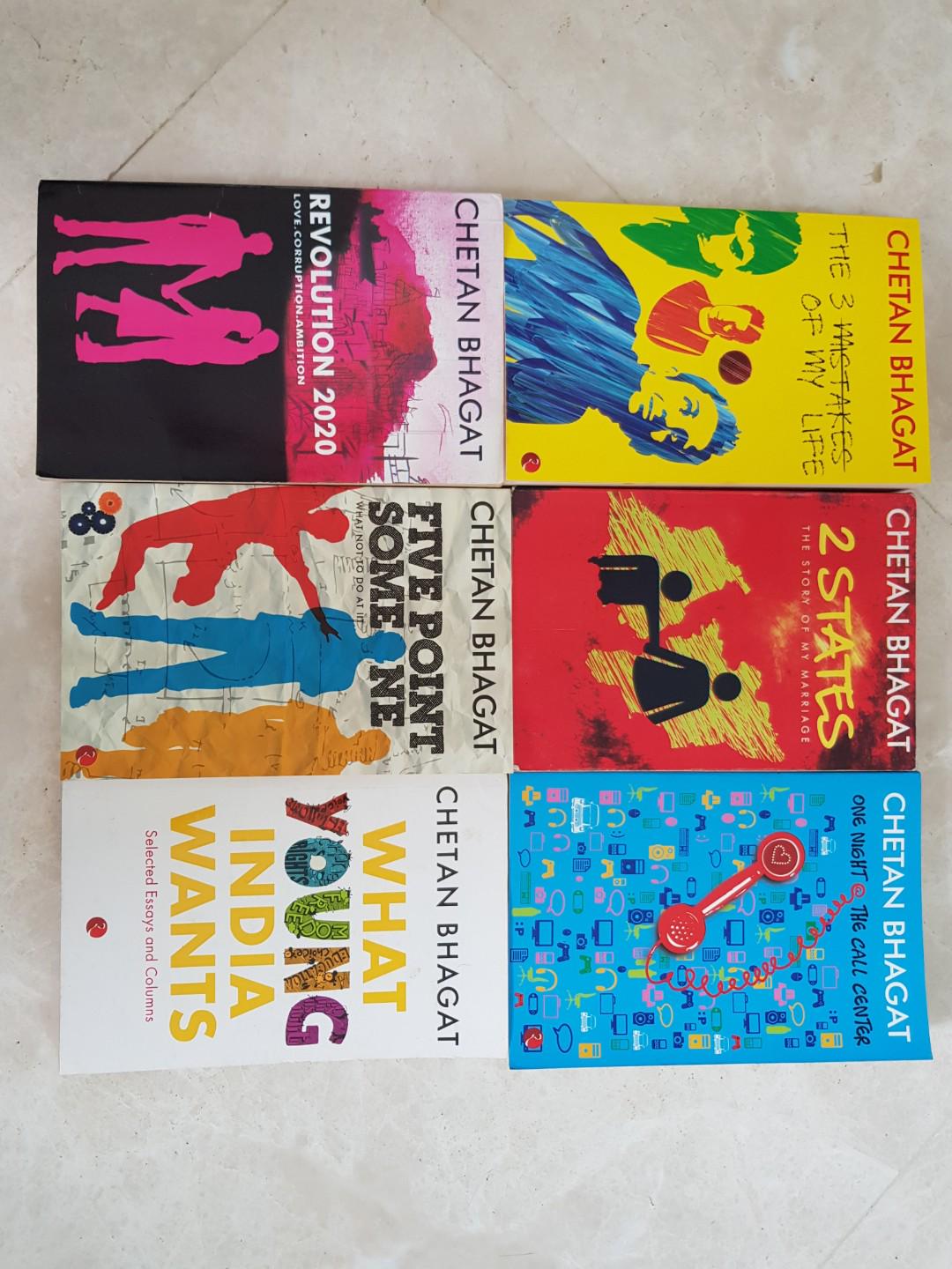 Set Of 6 Books By Chetan Bhagat Books Stationery Fiction On Carousell Chetan bhagat's books do both and more. carousell