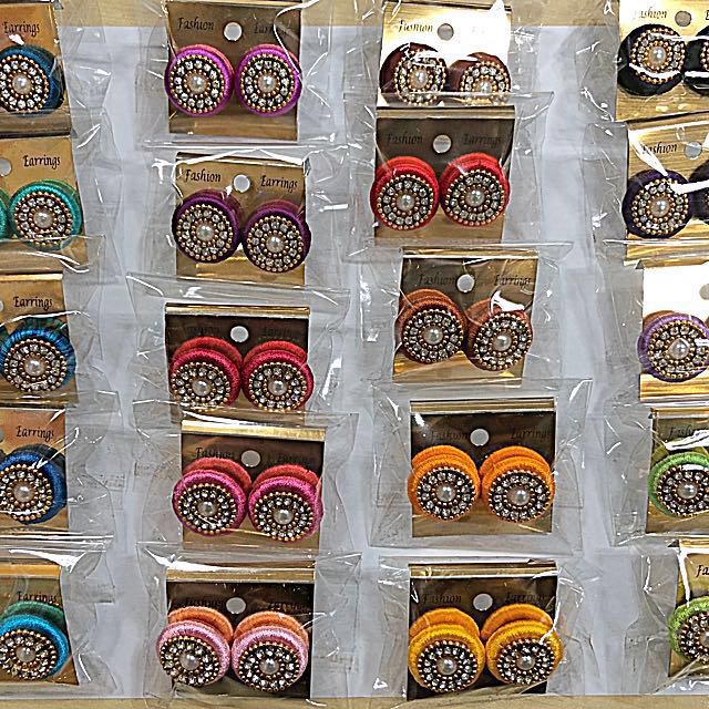 Silk thread stud earrings store