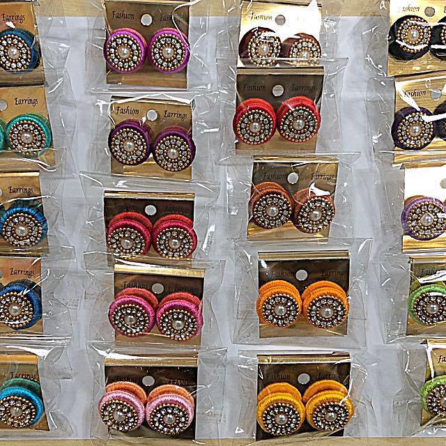 Silk Thread Stud Earrings
