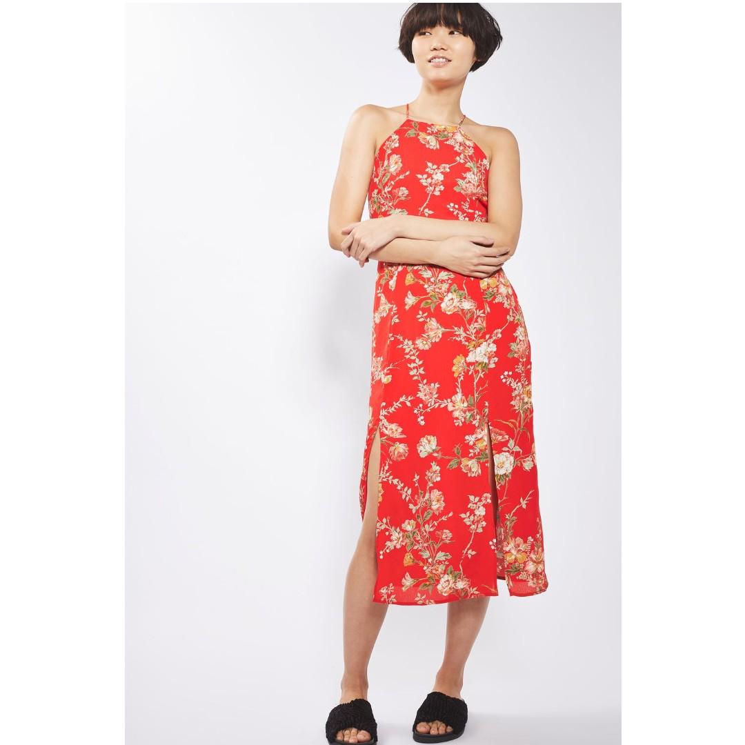 TOPSHOP Eastern Square Neck Midi Dress uk12 Women s Fashion
