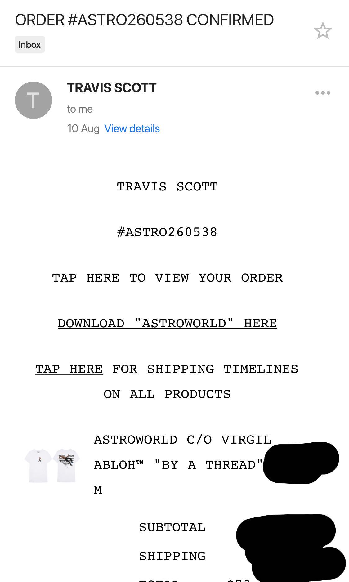 Off white x online astroworld