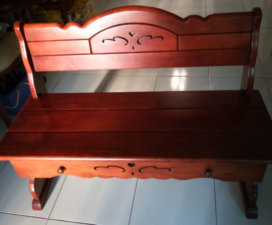 Vintage Country Style Solid Mahogany Wood Bench Seat Furniture