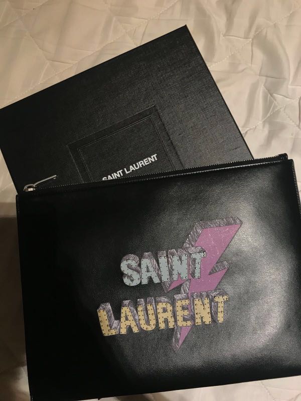YSL saint laurent lightning clutch / pouch, Luxury, Bags & Wallets 