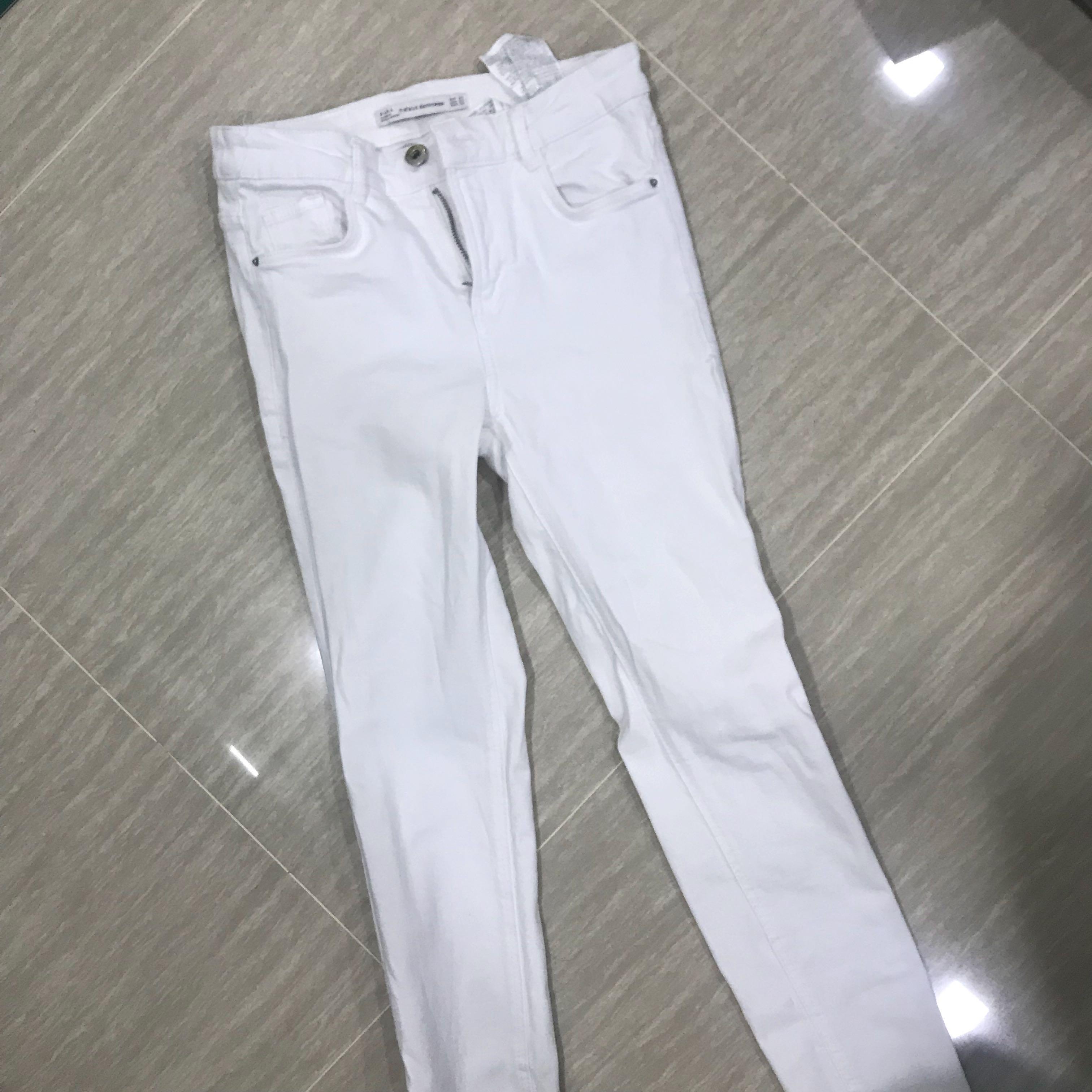 high waisted white pants zara