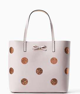 Only Php 7500 Now on Sale!!  Kate Spade Dewey Street Little Len Leather Tote Blush Pink / Glitter Dots
