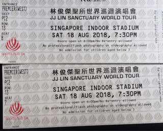  2 x JJ Lin Concert Cat 1 tickets.