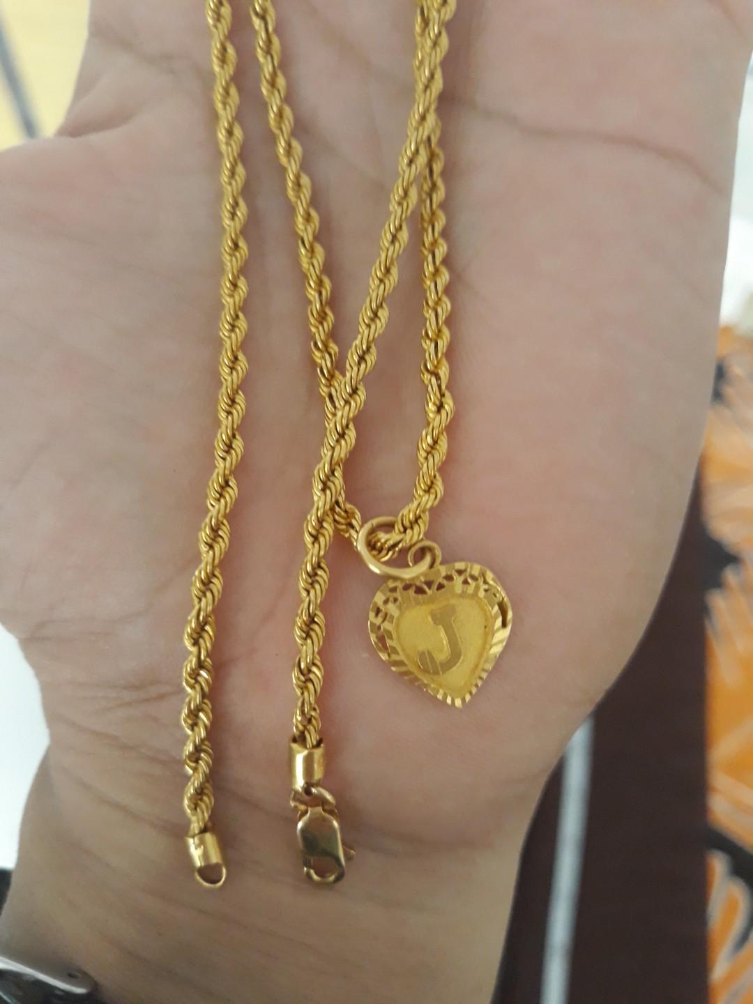 916 22k Gold Hallow Rope With Pendat J 6 84gram Fixed Price Women S Fashion Jewellery Necklaces On Carousell