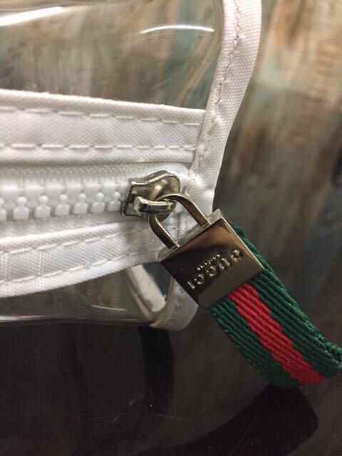 Gucci clear top makeup bag