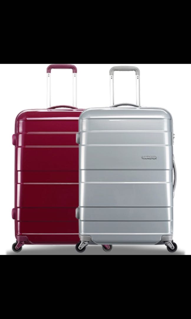 American tourister 70cm caravan luggage silver red Hobbies Toys Travel Luggage on Carousell