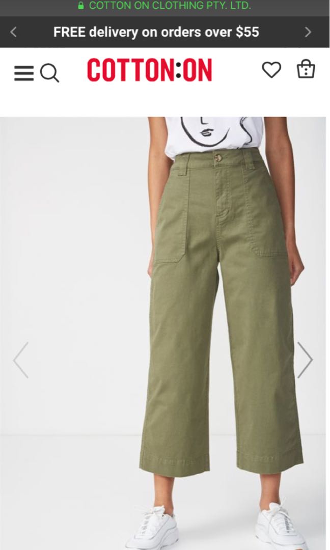 BLACK COTTON ON WIDE LEG CHOP PANTS
