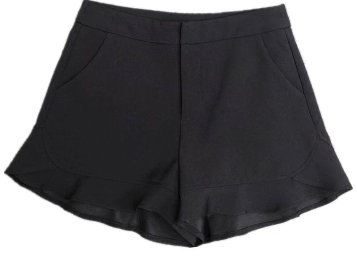 black ruffle shorts