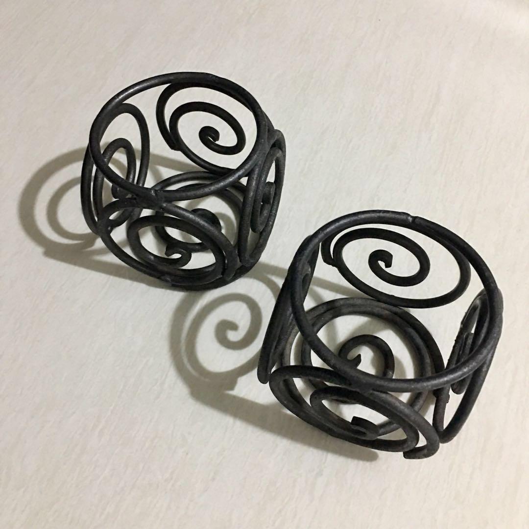 Candle Holder (Category: Towels, Napkins & Holders) located in Quezon City. Submitted by mystorageroom (Listing ID 184747313, Image 2). Description: P400/pair ✅ P250 each ✅ Almost new ✅ Rustic metal finish ✅ Scroll design ✅ 3in x 3in x 3in ✅ Booking/pick-up/delivery by buyer ✅ .