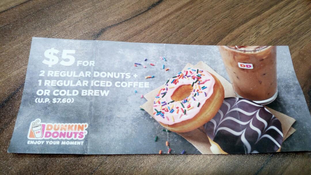 Dunkin Donuts $5 Voucher Coupon, Everything Else on Carousell