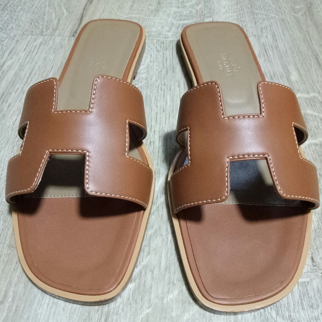 hermes oran sandals brown