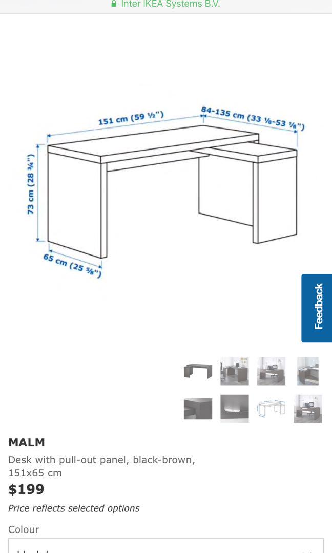 Ikea Malm Desk With Pull Out Panel Black Brown Furniture
