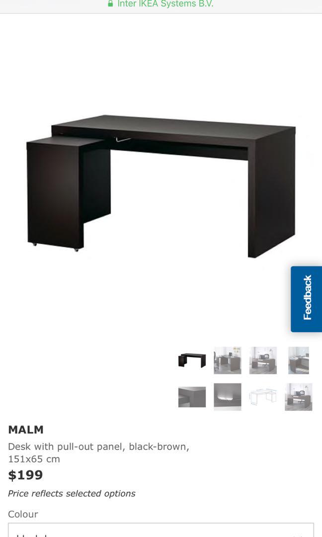Ikea Malm Desk With Pull Out Panel Black Brown Furniture