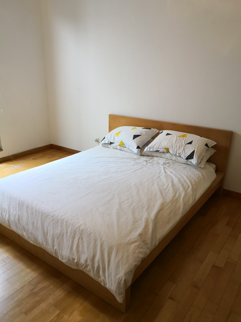 Ikea queen size MALM bed and mattress, Furniture & Home Living