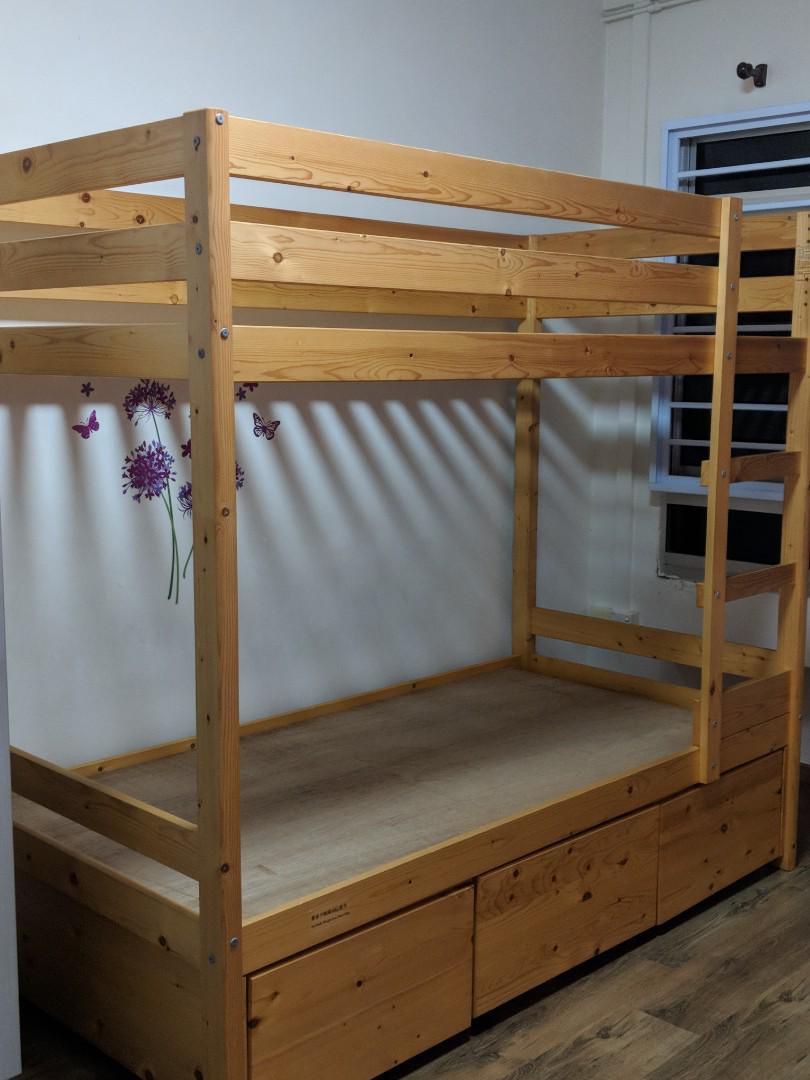 wooden double deck bed