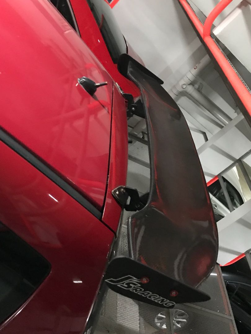 J S Racing Carbon Spoiler Honda Ge8 Jazz Fit Car Accessories Accessories On Carousell