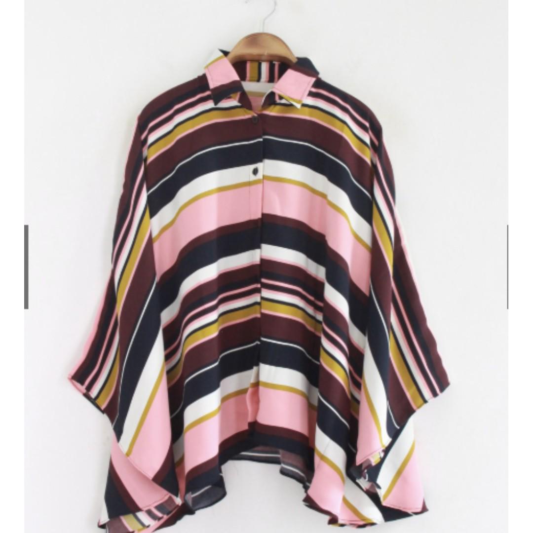 Kemeja Wanita Jumbo Bigsize Kalong Batwing Kemeja Kerja Jumbo Murah Ld 128cm Fesyen Wanita Pakaian Wanita Atasan Di Carousell