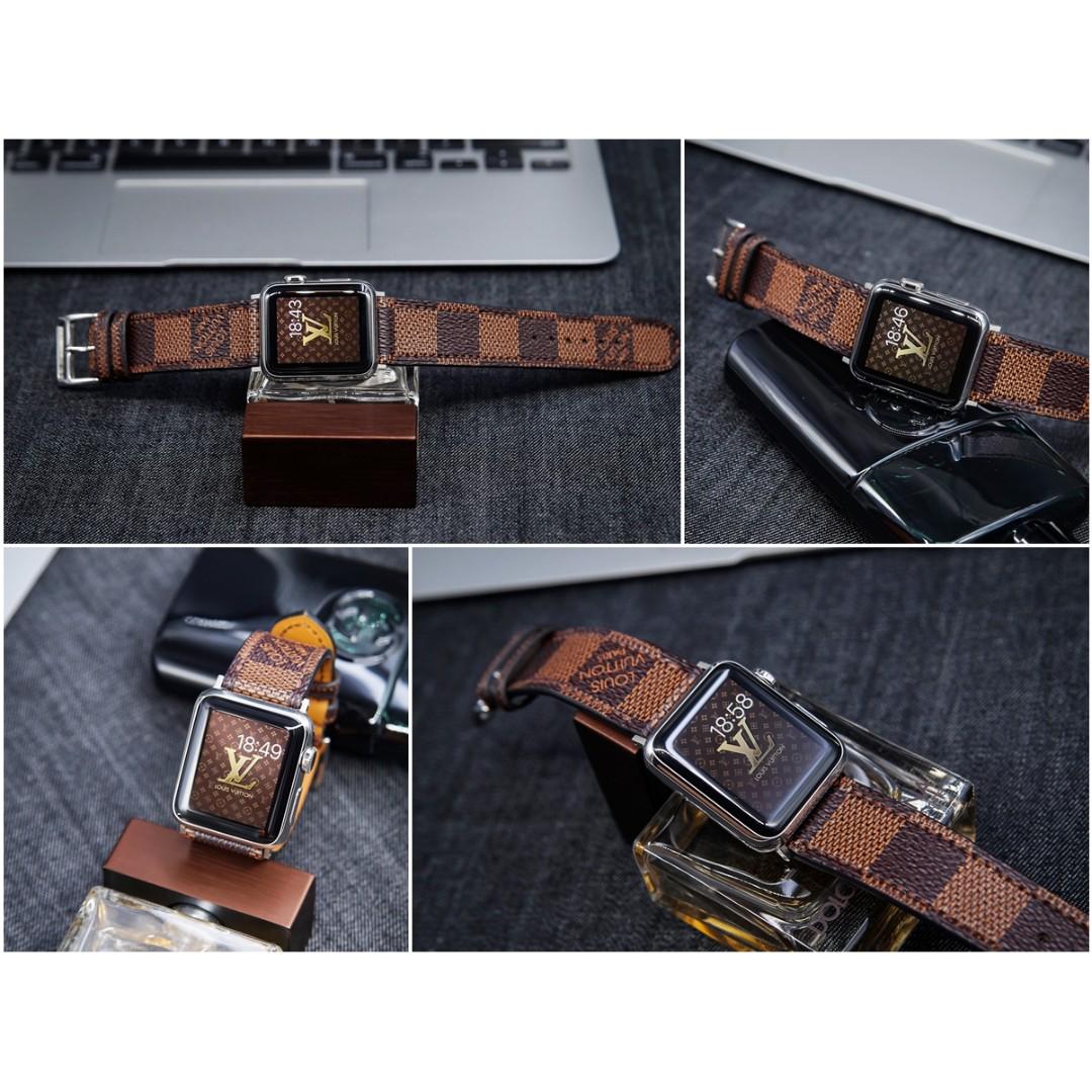 Louis Vuitton Apple Watch Band Classic LV Leather 38 40 41 42 44 45mm