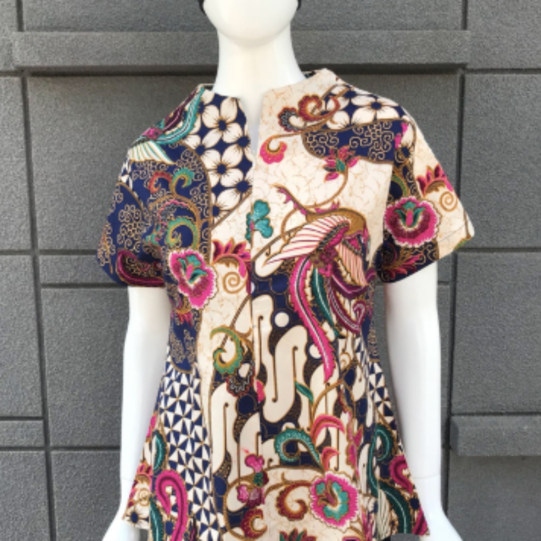 NEGOBARU Blouse Batik Jumbo Bigsize Resleting Depan Baju Batik