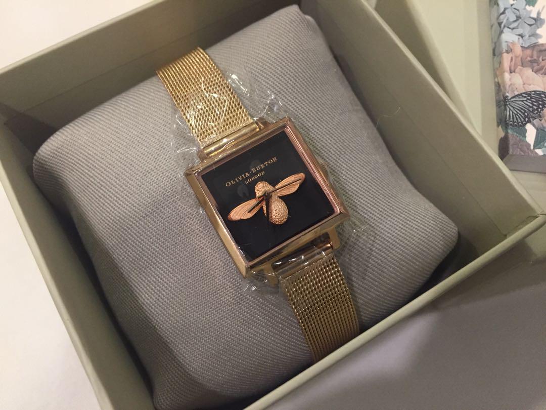 Olivia burton online square bee watch