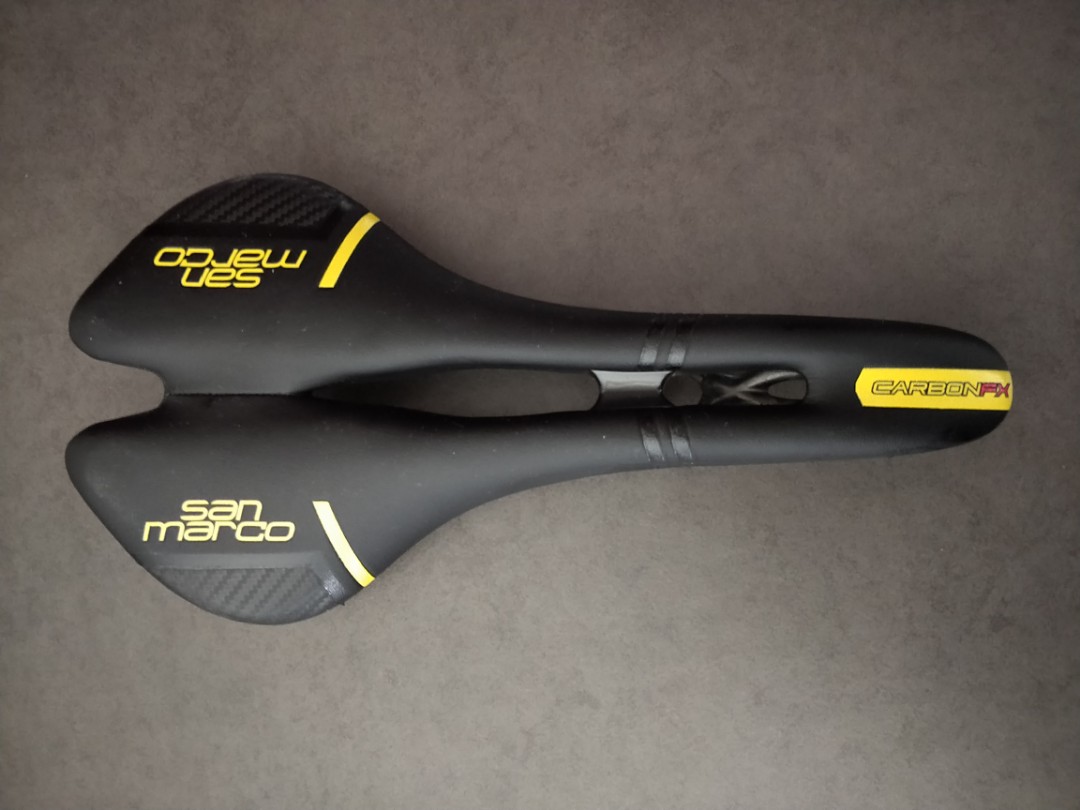 Selle De Vélo De Route Selle San Marco Aspide Narrow Carbone - Largeur 130mm, Rails 7x7mm - Blanche, Neuve