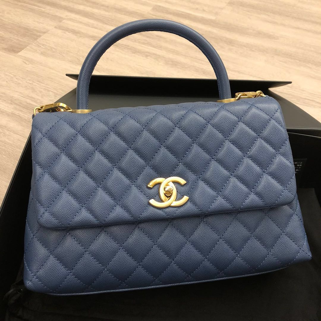 SOLD* Chanel Coco Handle Medium in Blue Caviar GHW, Luxury, Bags & Wallets  on Carousell