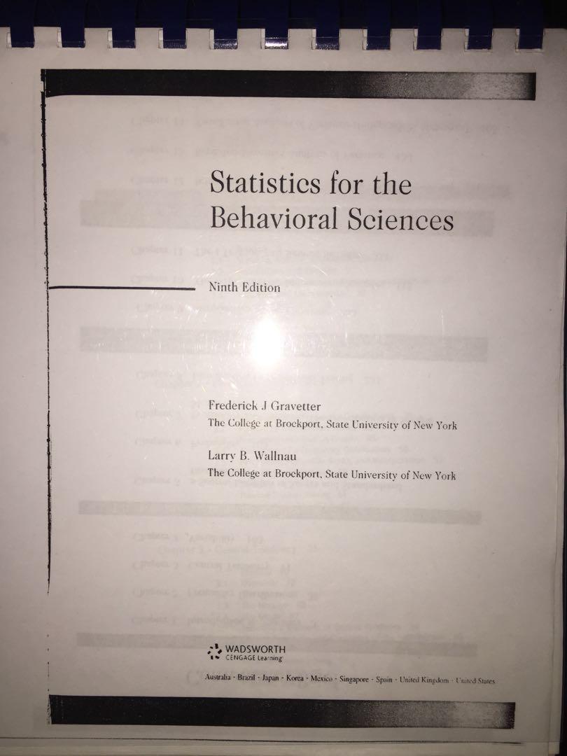 Statistics For Behavioral Sciences 9th Ed Books Stationery