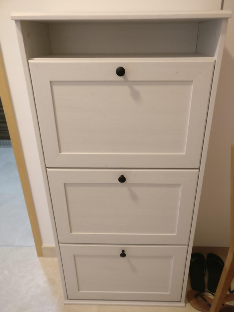 White Shoe Cabinet Furniture Shelves Drawers On Carousell
