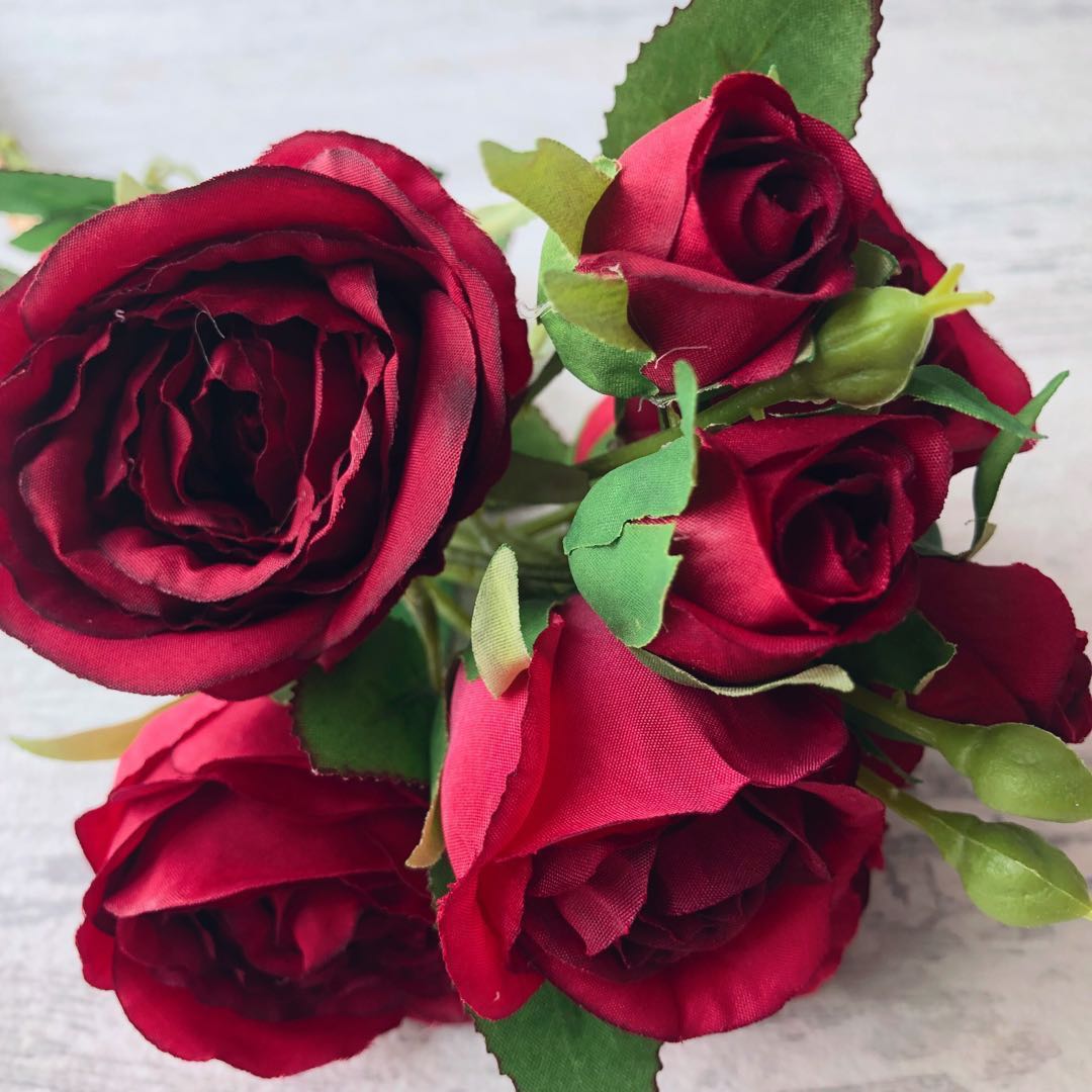 Yourstalkmarket Bundle Of 9 Artificial Silk Red Roses Flower Bouquet Gardening Flowers Bouquets On Carousell