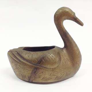 Carved Brass Duck Ashtray