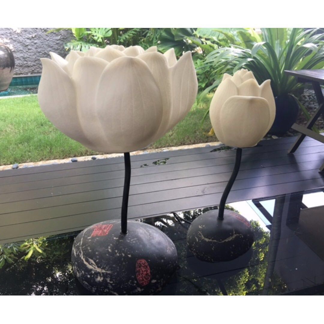 2 Lotus Flower Art Decor Table Lamps