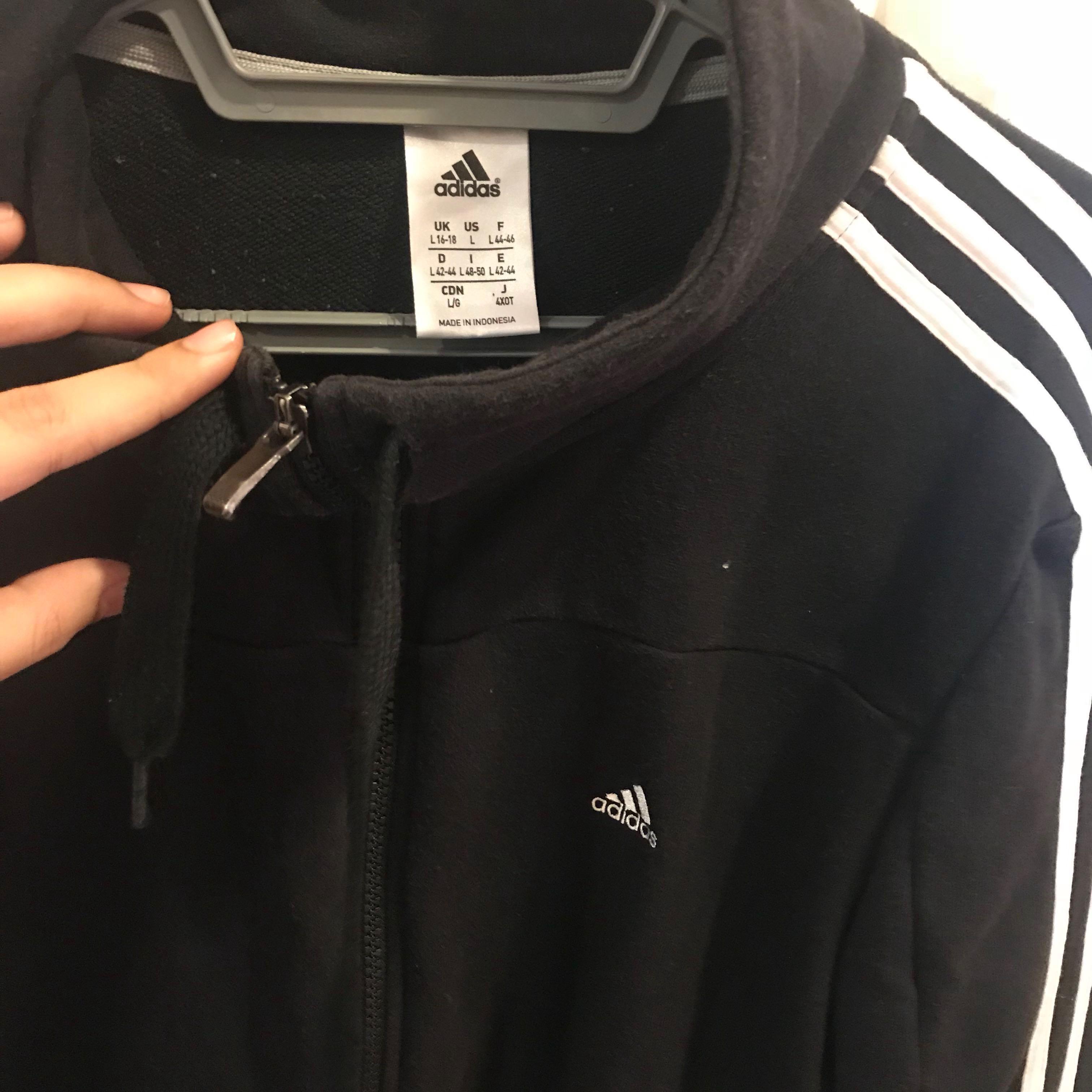 Adidas black and white zip no hoodie sweater