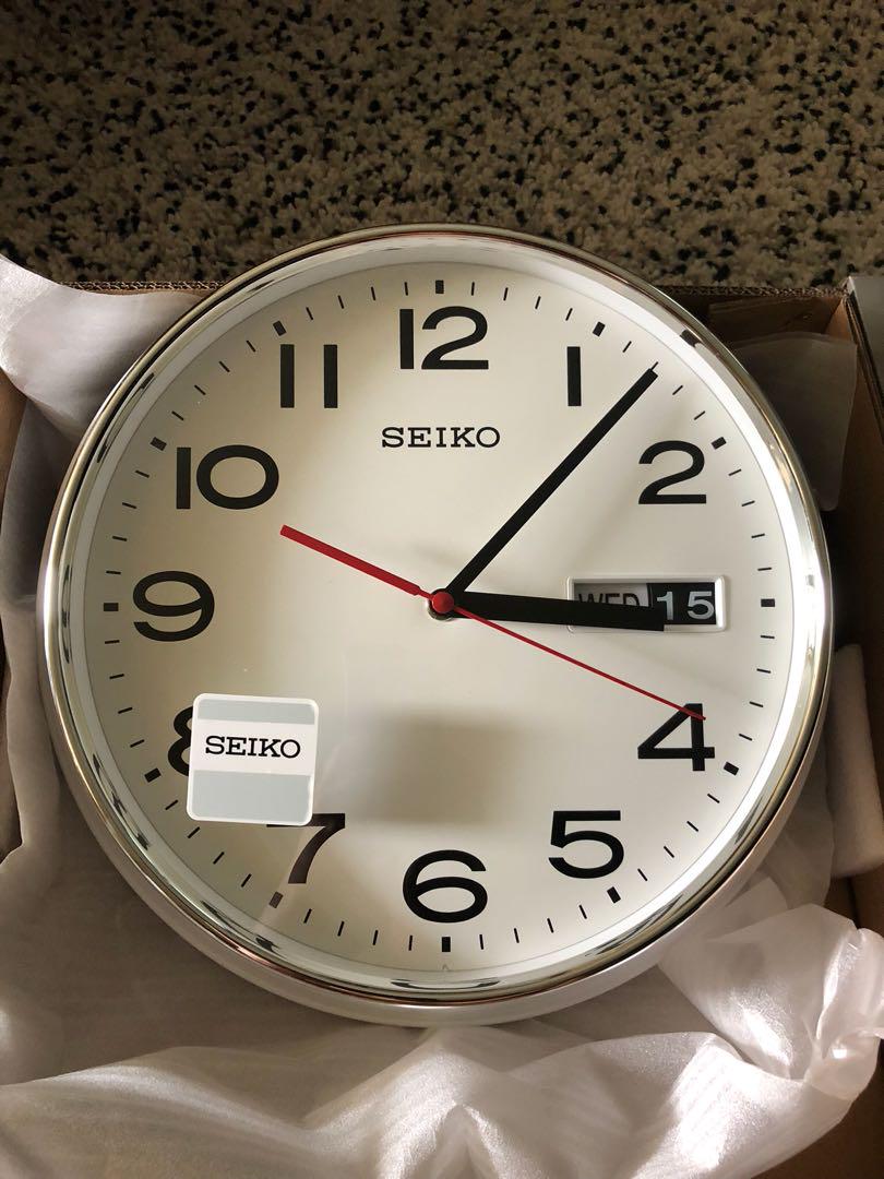 Authentic Seiko Classic Wall Clock White Chrome Day Date!, Furniture & Home  Living, Home Decor, Clocks on Carousell