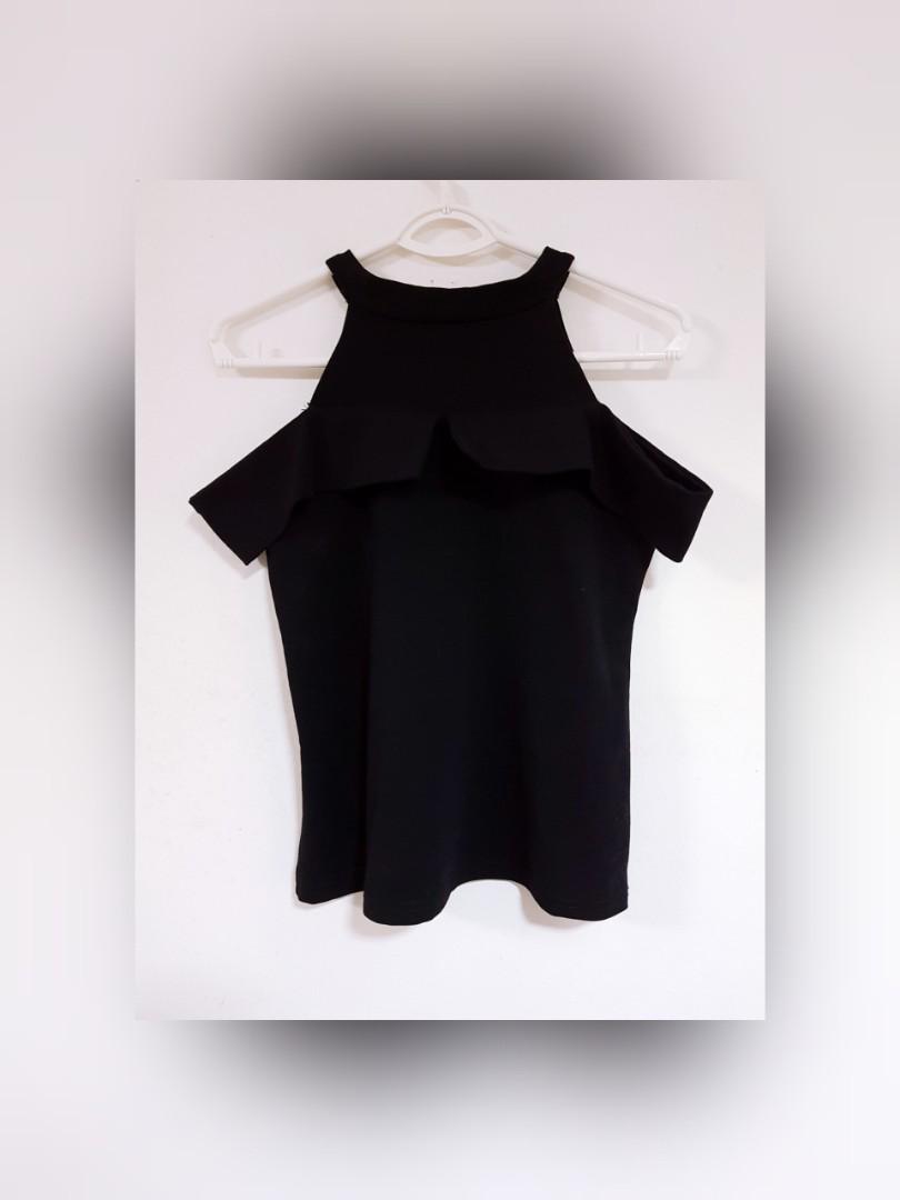 black cold shoulder top