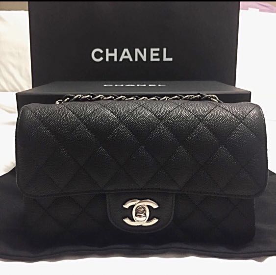 Chanel Mini Quilted Classic Flap Bag in Caviar with Silver Hardware,  Luxury, Bags & Wallets on Carousell