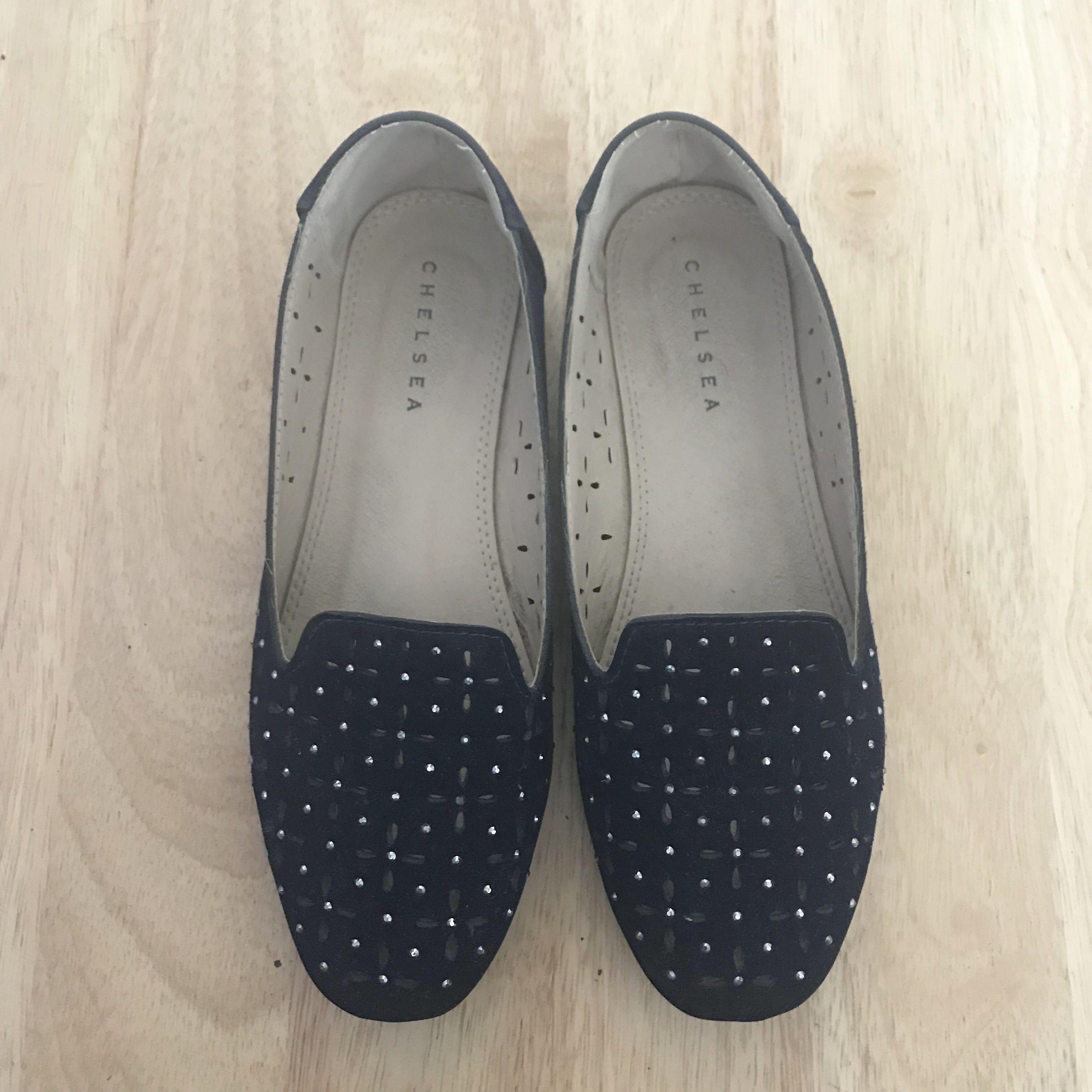 Chelsea Blue Slip Ons Women S Fashion Shoes Flats Sandals On Carousell